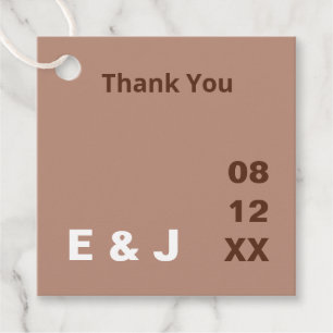 Mocha Brown Modern Wedding Favor Märkres Gåvor Etiketter
