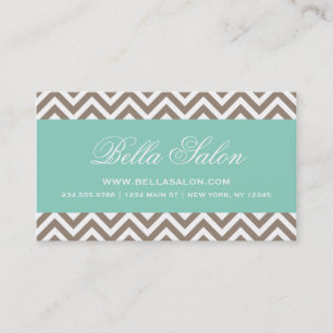 Mocha Brown och Aqua Modern Chevron Rand Visitkort