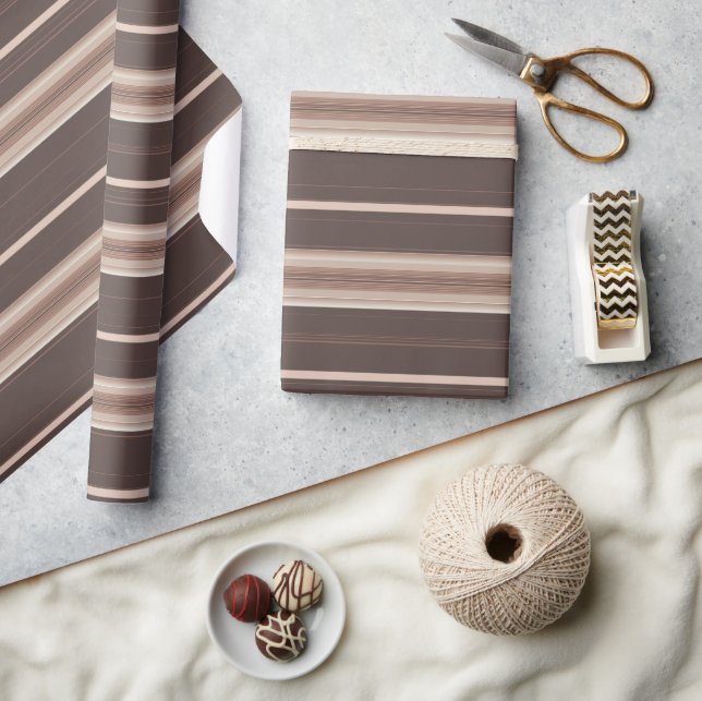 Mocha Brown och Cream Rand Wrapping Papper Presentpapper (Hantverk)