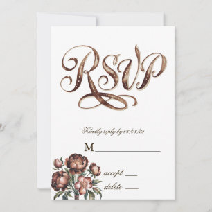 Mocha Brown Paint Peony Bröllop OSA Cards Inbjudningar