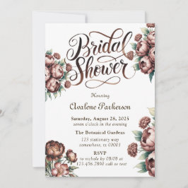 Mocha Brown Paked Peony Möhippa Inbjudningar