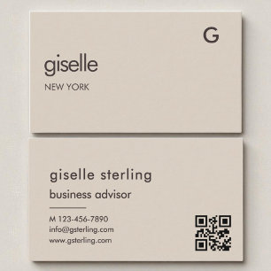 Mocha Brown QR-kod minimalistisk monogram Visitkort