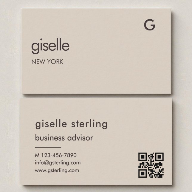 Mocha Brown QR-kod minimalistisk monogram Visitkort (Skapare uppladdad)