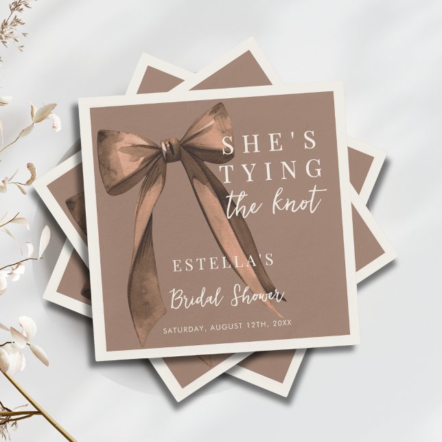 Mocha Brown ska knyta knuten Bow Bridal Shower Pappersservett (Skapare uppladdad)