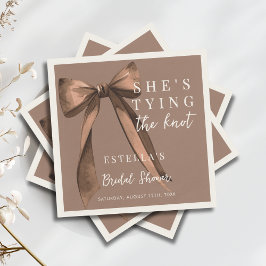 Mocha Brown ska knyta knuten Bröllopsdusch för Bru Pappersservett