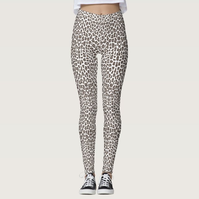 Mocha Brown Soft Animal Print Kvinnors beningar Leggings (Framsida)