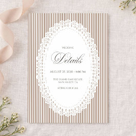 Mocha Brown Stripe Lace Doily Wedding Details Tilläggskort