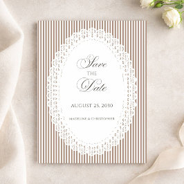 Mocha Brown Stripe Lace Doily Wedding Spara Datumet