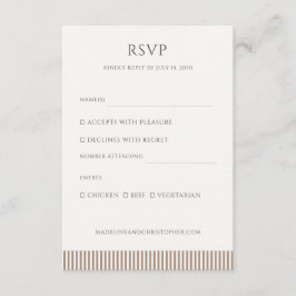 Mocha Brown Stripe Minimalist Wedding RSVP Tilläggskort