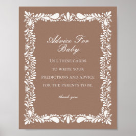 Mocha Brown Talavera Tile Advice for Baby Game Poster
