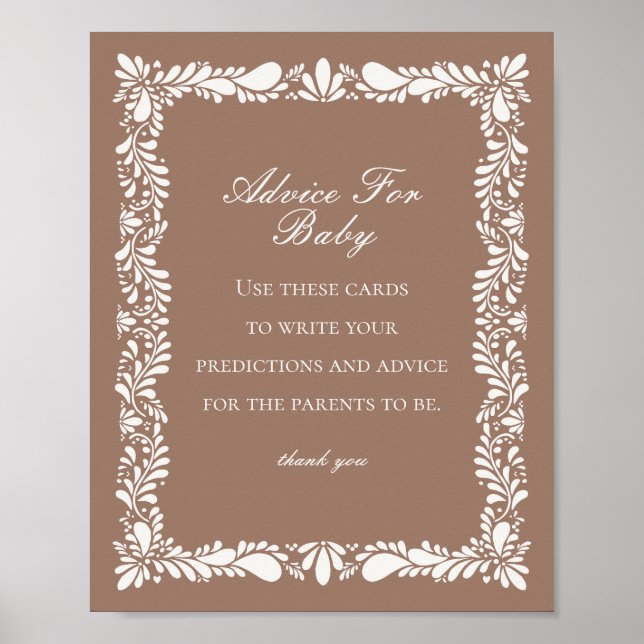 Mocha Brown Talavera Tile Advice for Baby Game Poster (Framsidan)
