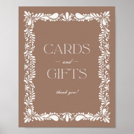 Mocha Brown Talavera Tile Cards and Gifts Sign Poster