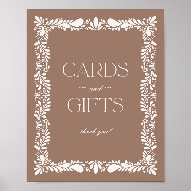 Mocha Brown Talavera Tile Cards and Gifts Sign Poster (Framsidan)