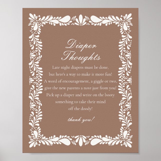 Mocha Brown Talavera Tile Diaper Thouwers Shower Poster (Framsidan)