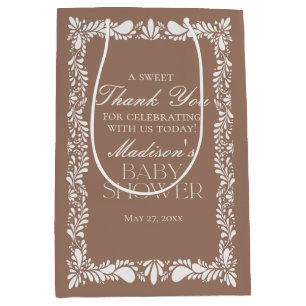 Mocha Brown Talavera Tile Fiesta Baby Shower Favor