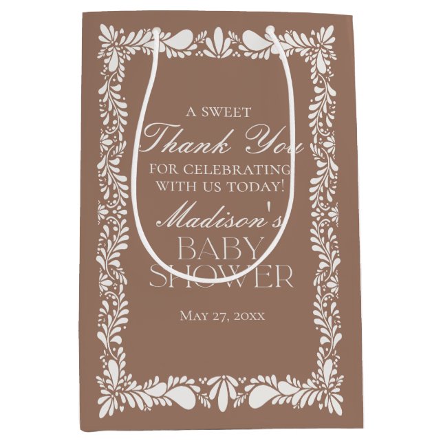 Mocha Brown Talavera Tile Fiesta Baby Shower Favor (Framsidan)