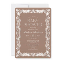 Mocha Brown Talavera Tile Fiesta Baby Shower