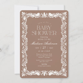 Mocha Brown Talavera Tile Fiesta Baby Shower Inbjudningar