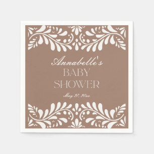 Mocha Brown Talavera Tile Fiesta Baby Shower Pappersservett