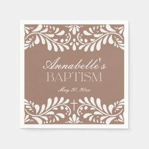 Mocha Brown Talavera Tile Fiesta Baptism Pappersservett
