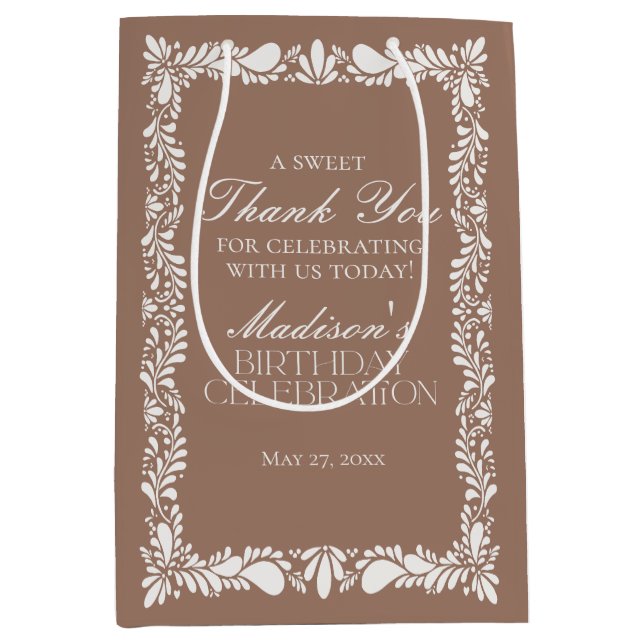 Mocha Brown Talavera Tile Fiesta Birthday Favors (Framsidan)