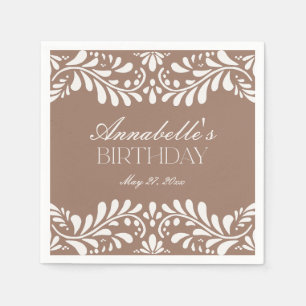 Mocha Brown Talavera Tile Fiesta Birthday Pappersservett