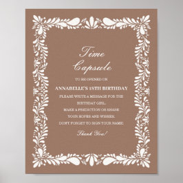 Mocha Brown Talavera Time Capsule Birthday Game Poster