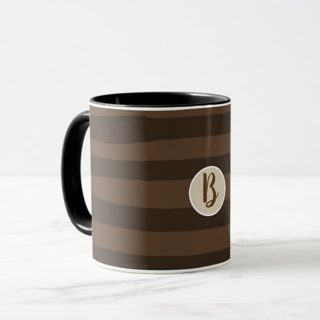 Mocha Brown Whimsical Funky Rand Modern Chic Mugg (Framsida vänster)