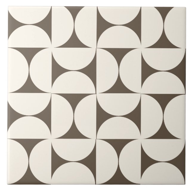 Mocha BrownModern Geometric Semi Circles Tile Kakelplatta (Framsidan)
