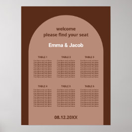 Mocha Brun Båge 6 Bord Placeringsplan Poster