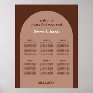 Mocha Brun Båge 6 Bord Placeringsplan Poster
