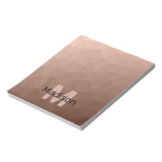 Mocha Brun geometrisk mesh-mönster Monogram Anteckningsblock (Roterad)