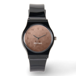 Mocha Brun geometrisk mesh-mönster Monogram Armbandsur