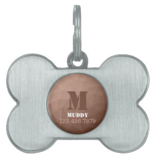 Mocha Brun geometrisk mesh-mönster Monogram ID-bricka Husdjur