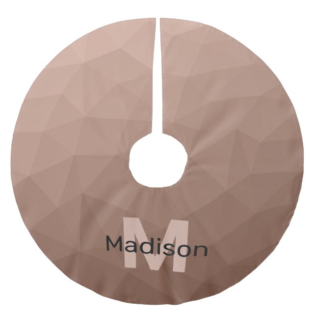Mocha Brun geometrisk mesh-mönster Monogram Julgransmatta Borstad Polyester (Framsidan)