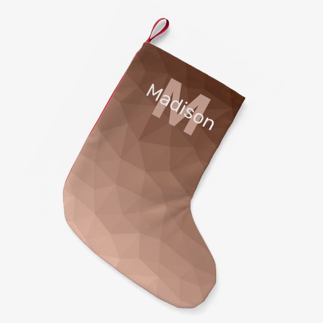 Mocha Brun geometrisk mesh-mönster Monogram Liten Julstrumpa (Framsidan (Hängande))