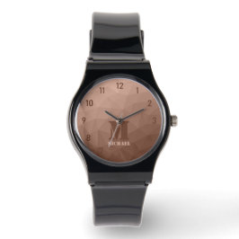 Mocha Brun geometriskt mesh-mönster Monogram Armbandsur