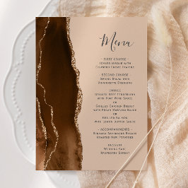 Mocha Brun Guld Tan Bröllopsmeny Meny
