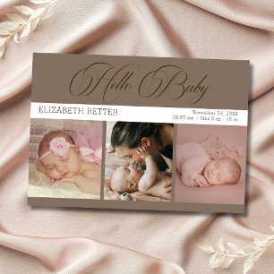 Mocha Brun Hello Baby Tre Bilder Baby Tack Kort