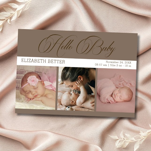 Mocha Brun Hello Baby Tre Bilder Baby Tack Kort (Skapare uppladdad)
