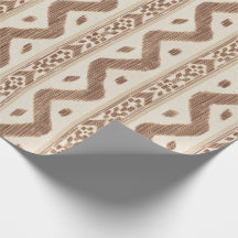 Mocha Brun Ikat, Vävd Rand på Krämfärgad Bakgrund