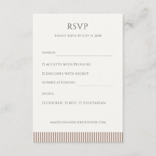 Mocha Brun Randig Minimalistisk Bröllops-RSVP Tilläggskort