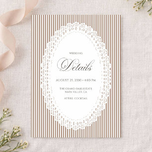 Mocha Brun Randig Spets Danté Wedding Detaljer Tilläggskort