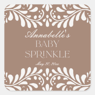Mocha Brun Talavera-plattor Fiesta Baby Sprinkle Fyrkantigt Klistermärke