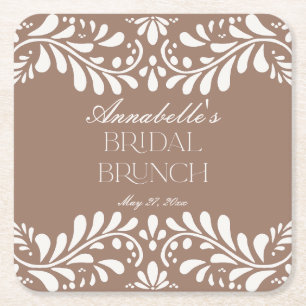 Mocha Brun Talavera-plattor Fiesta Bröllopsbrunch Underlägg Papper Kvadrat
