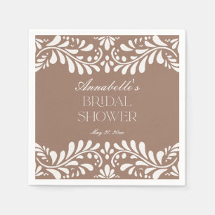 Mocha Brun Talavera-plattor Fiesta Bröllopsdusch Pappersservett