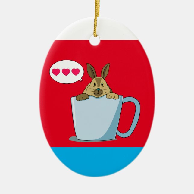 Mocha Bunny säger "Hej" jul Ceramic Ornament (Framsidan)