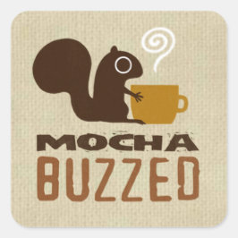 Mocha Buzzed Cute Squirrel Funny Animal Lover's Fyrkantigt Klistermärke
