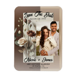 Mocha Café Au Lait Brown Neutralt Blommigt Spara Magnet
