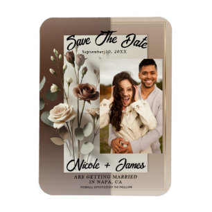 Mocha Café Au Lait Brown Neutralt Blommigt Spara Magnet